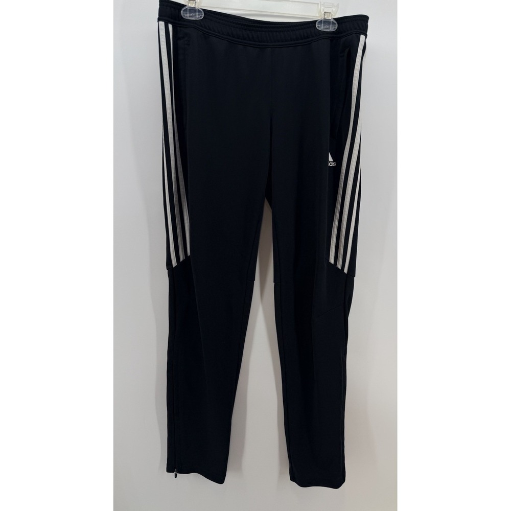 Adidas Climacool Black White Stripe Youth Zip Hem Track Pants Size L Pockets